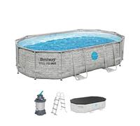 Bestway Steel Pro Max Kit Piscine Hors Sol Ovale Splashview - 488 cm x 305 cm x 107 cm - Gris