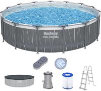 BESTWAY Steel Pro Max Piscine hors sol ronde avec lampe LED 457 x 107 cm, avec pompe 561GD
