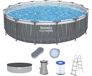 BESTWAY Steel Pro Max Piscine hors sol ronde avec lampe LED 457 x 107 cm, avec pompe 561GD