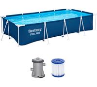 BESTWAY Steel Pro Piscine hors sol rectangulaire, 400 x 211 x 81 cm, avec pompe 56424