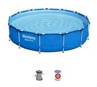Bestway - Steel Pro - Piscine tubulaire avec pompe de filtration - 396x84 cm - Ronde Bleu G