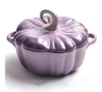 BESTXH Violet,3.7L, Marmite en éMail, Pot à RagoûT en éMail à La Citrouille, Casserole en Forme De Citrouille avec RevêTement AntiadhéSif, Four Hollandais à La Citrouille, Grande Cocotte