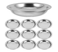 BESTYASH 10 Pièces Plat à Assaisonnement Rond en Acier Inoxydable Argenté, Mini Coupelle Polyvalente Facile à Nettoyer pour Restaurants et Réunions Familiales Réutilisable