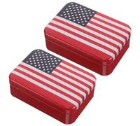 BESTYASH 2 Pièces Boîte Métallique Décorative pour Souvenirs et Petits Trésors Rangement Polyvalent Patriotique avec Couvercle Design Vintage Rectangulaire pour Maison et Fêtes Patriotiques