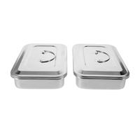 BESTYASH Lot de 2 Plateaux en Acier Inoxydable 201, 23 Cm, avec Couvercle, Boîte à Outils pour Ongles, pour Instruments de Manucure, Rangement Professionnel et Portable pour Nail Art