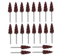 BESTYASH Lot de 20 Meules Abrasives Coniques à Lamelles en Tissu Abrasif Marron avec Tige, Résistantes à L'usure pour Ponçage Précis sur Côté Latéral et Interstice, Usage Professionnel