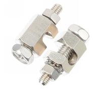 BESTYASH Raccord Photovoltaïque Facile à Installer en Cuivre Étamé Argenté Boulonné Collier de Serrage de Câble Trou D'installation 4-5mm, Lot de 2 Pièces pour Protection Mise la Terre