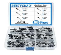 BESTYCHAO 180pcs 6 tailles rivets aveugles en aluminium, kit d'assortiment de rivets pop (noir)