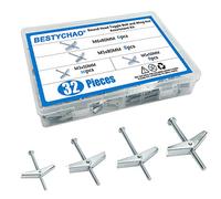 BESTYCHAO 32 pièces 4 tailles boulon à bascule à ressort à ailettes avec Kit d'assortiment de vis M3 M5 M6 pour fixations murales creuses en placoplâtre