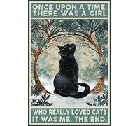 Bestylez Poster amusant avec chat noir - Décoration murale - Cadeau pour les amoureux des chats pour femme et fille - Once Upon a Time There was a Girl Who Really Loved Cats, 20,3 x 30,5 cm (513)