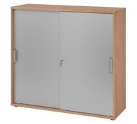 BETA 1753S | Armoire à portes coulissantes | 3 HC - Noyer/Argent poignée striée en plastique