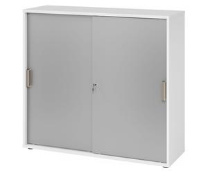 BETA 1753S | Armoire à portes coulissantes | 3 HC - poignée striée en plastique Blanc/Argent