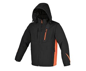 BETA 7659N Veste de travail pour homme Softshell avec capuche détachable/réglable et manches détachables, veste de travail coupe-vent, noir