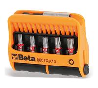 Assortiment Beta de 10 embouts de vissage pour vis Torx® et porte embout de vissage magnétique, dans un coffret plastique 860TX/A10
