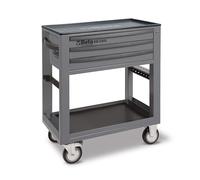 BETA - BW C50S-G Chariot à Outils de Travail BW C50S avec 3 tiroirs, Porte-Bouteille latéral intégré, Porte-Tournevis latéral et Assortiment de 189 Outils - Gris