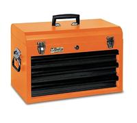 BETA - C22E Commode à Outils Portable en tôle avec 3 tiroirs de 435 x 210 x 50 mm, montés sur Rails télescopiques à Boule, Poids 20 kg, Noir/Orange