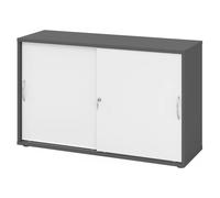 BETA S 1752S | Armoire à portes coulissantes | 2 HC poignée arche métal Graphite/Blanc