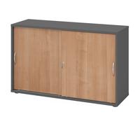 BETA S 1752S | Armoire à portes coulissantes | 2 HC poignée arche métal Graphite/Noyer