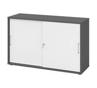 BETA S 1752S | Armoire à portes coulissantes | 2 HC Poignée en métal Graphite/Blanc