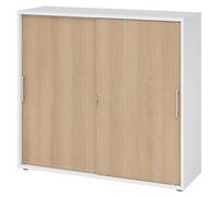 BETA S 1753S | Armoire à portes coulissantes | 3 HC poignée de bastingage plastique Blanc/Chêne