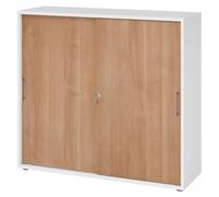 BETA S 1753S | Armoire à portes coulissantes | 3 HC Poignée en métal Blanc/Noyer