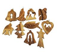 Bethlehem Gifts Décorations de sapin de Noël en bois d'olivier certifié de Bethléem, Bois dense, bois, set of 10