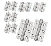 Betley Butterfly Lot de 6 paires de charnières à roulement à billes en acier inoxydable 3in / 76 mm - Charnières de porte chromées avec vis