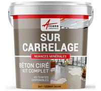 BETON CIRE CARRELAGE POUR SOLS ET MURS - KIT BETON CIRE SUR CARRELAGE - 2 m² (en 2 couches) Cédrat Jaune