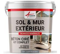 Béton Ciré Extérieur Sol, Mur, Terrasse 10 m² Chartreux - Gris | Haute Résistance Uv, Bonne Opacité, Temps Ouvert 4H, Adhérence Tous Supports, Vernis Anti-Taches - Arcane Industries