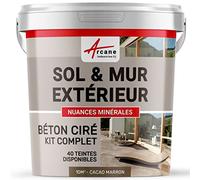 Béton Ciré Extérieur Sol, Mur, Terrasse 10 m² (en 2 couches) Cacao Marron | Haute Résistance Uv, Bonne Opacité, Temps Ouvert 4H, Adhérence Tous Supports, Vernis Anti-Taches - Arcane Industries