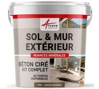 Béton Ciré Extérieur Sol, Mur, Terrasse 10 m² (en 2 couches) Cacao Marron | Haute Résistance Uv, Bonne Opacité, Temps Ouvert 4H, Adhérence Tous Supports, Vernis Anti-Taches - Arcane Industries