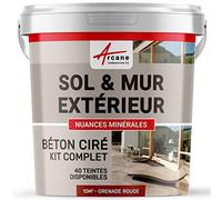 Béton Ciré Extérieur Sol, Mur, Terrasse 10 m² (en 2 couches) Goyave Rouge | Haute Résistance Uv, Bonne Opacité, Temps Ouvert 4H, Adhérence Tous Supports, Vernis Anti-Taches - Arcane Industries