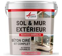 Béton Ciré Extérieur Sol, Mur, Terrasse 10 m² (en 2 couches) Pitaya Rose | Haute Résistance Uv, Bonne Opacité, Temps Ouvert 4H, Adhérence Tous Supports, Vernis Anti-Taches - Arcane Industries
