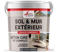 Béton Ciré Extérieur Sol, Mur, Terrasse 10 m² Flanelle Gris Foncé | Haute Résistance Uv, Bonne Opacité, Temps Ouvert 4H, Adhérence Tous Supports, Vernis Anti-Taches - Arcane Industries