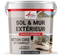 Béton Ciré Extérieur Sol, Mur, Terrasse 2 m² Flanelle Gris Foncé | Haute Résistance Uv, Bonne Opacité, Temps Ouvert 4H, Adhérence Tous Supports, Vernis Anti-Taches - Arcane Industries
