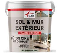 Béton Ciré Extérieur Sol, Mur, Terrasse 2 m² Griset Gris Clair | Haute Résistance Uv, Bonne Opacité, Temps Ouvert 4H, Adhérence Tous Supports, Vernis Anti-Taches - Arcane Industries