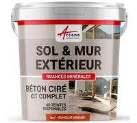 Béton Ciré Extérieur Sol, Mur, Terrasse 5 m² (en 2 couches) Kumquat Orange | Haute Résistance Uv, Bonne Opacité, Temps Ouvert 4H, Adhérence Tous Supports, Vernis Anti-Taches - Arcane Industries