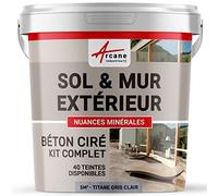 Béton Ciré Extérieur Sol, Mur, Terrasse 5 m² Titane Gris Clair | Haute Résistance Uv, Bonne Opacité, Temps Ouvert 4H, Adhérence Tous Supports, Vernis Anti-Taches - Arcane Industries