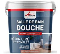 Béton Ciré Salle de Bain, Douche Italienne 10 m² Rocou Orange Cuivre | Kit Complet Imperméable, Sols et Parois de Douche Italienne, Surface Lisse sans Joints, 40 Coloris - Arcane Industries