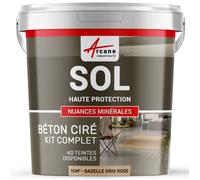 Béton Ciré Sol en Kit - Primaire et vernis de finition inclus - 10 m² (en 2 couches) Gazelle Gris Rose