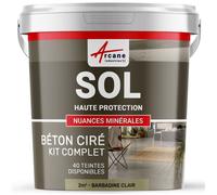 Béton Ciré Sol en Kit - Primaire et vernis de finition inclus - 2 m² (en 2 couches) Barbadine Clair