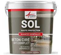 Béton Ciré Sol, Kit avec Primaire et Vernis 10 m² Caramel Marron | Sols Intérieurs et Extérieurs, Très Haute Résistance, Ne Raye Pas, Ne Glisse Pas, Vernis Anti-Taches - Arcane Industries