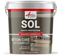 Béton Ciré Sol, Kit avec Primaire et Vernis 2 m² Caramel Marron | Sols Intérieurs et Extérieurs, Très Haute Résistance, Ne Raye Pas, Ne Glisse Pas, Vernis Anti-Taches - Arcane Industries