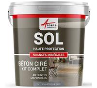 Béton Ciré Sol, Kit avec Primaire et Vernis 2 m² Chartreux - Gris | Sols Intérieurs et Extérieurs, Très Haute Résistance, Ne Raye Pas, Ne Glisse Pas, Vernis Anti-Taches - Arcane Industries