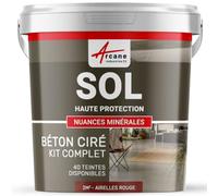 Béton Ciré Sol, Kit avec Primaire et Vernis 2 m² (en 2 couches) Airelles Rouge