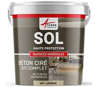 Béton Ciré Sol, Kit avec Primaire et Vernis 2 m² (en 2 couches) Lin Beige | Sols Intérieurs et Extérieurs, Très Haute Résistance, Ne Raye Pas, Ne Glisse Pas, Vernis Anti-Taches - Arcane Industries