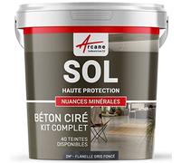 Béton Ciré Sol, Kit avec Primaire et Vernis 2 m² Flanelle Gris Foncé | Sols Intérieurs et Extérieurs, Très Haute Résistance, Ne Raye Pas, Ne Glisse Pas, Vernis Anti-Taches - Arcane Industries