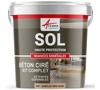 Béton Ciré Sol, Kit avec Primaire et Vernis 2 m² Gazelle Gris Rose | Sols Intérieurs et Extérieurs, Très Haute Résistance, Ne Raye Pas, Ne Glisse Pas, Vernis Anti-Taches - Arcane Industries