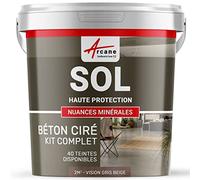 Béton Ciré Sol, Kit avec Primaire et Vernis 2 m² Vison Gris Beige | Sols Intérieurs et Extérieurs, Très Haute Résistance, Ne Raye Pas, Ne Glisse Pas, Vernis Anti-Taches - Arcane Industries