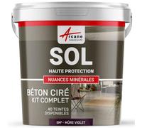 Béton Ciré Sol, Kit avec Primaire et Vernis 5 m² (en 2 couches) Mure Violet | Sols Intérieurs et Extérieurs, Très Haute Résistance, Ne Raye Pas, Ne Glisse Pas, Vernis Anti-Taches - Arcane Industries